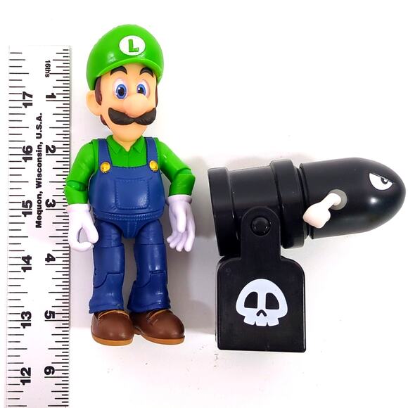 Super Mario Toy Lot: Luigi 5" Articulated Action Figure & K'Nex Bullet Bill - Picture 3 of 3
